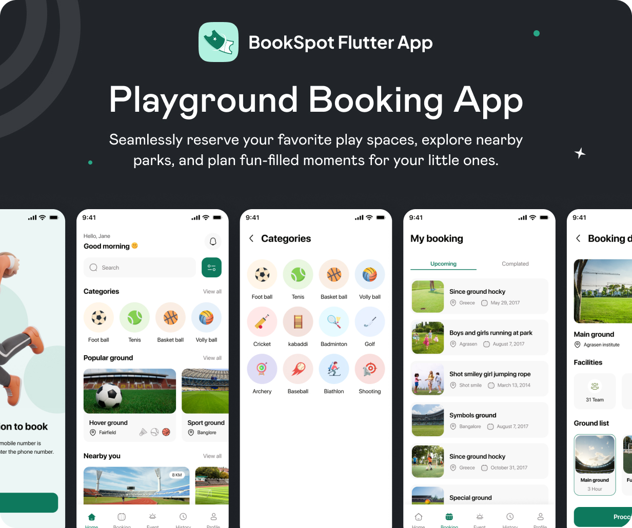 BookSpot UI Template v1.0 - Play Ground Booking App